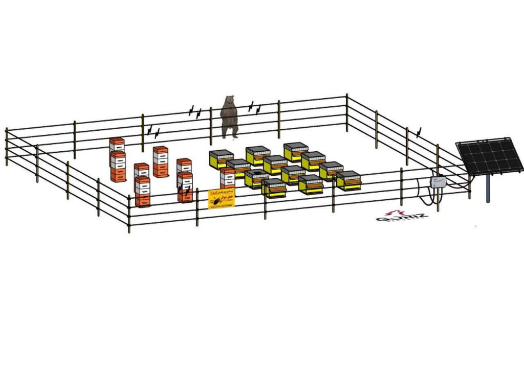 شماتیک نصب فنس الکتریکی حیوانات برای زنبورستان